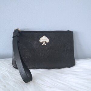 Kate Spade leather bow wristlet pouch clutch EUC